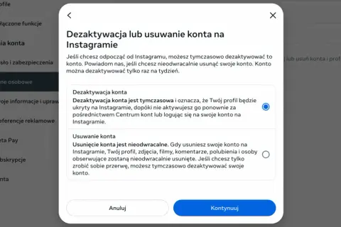 Jak usunąć konto na Instagramie i uniknąć utraty danych